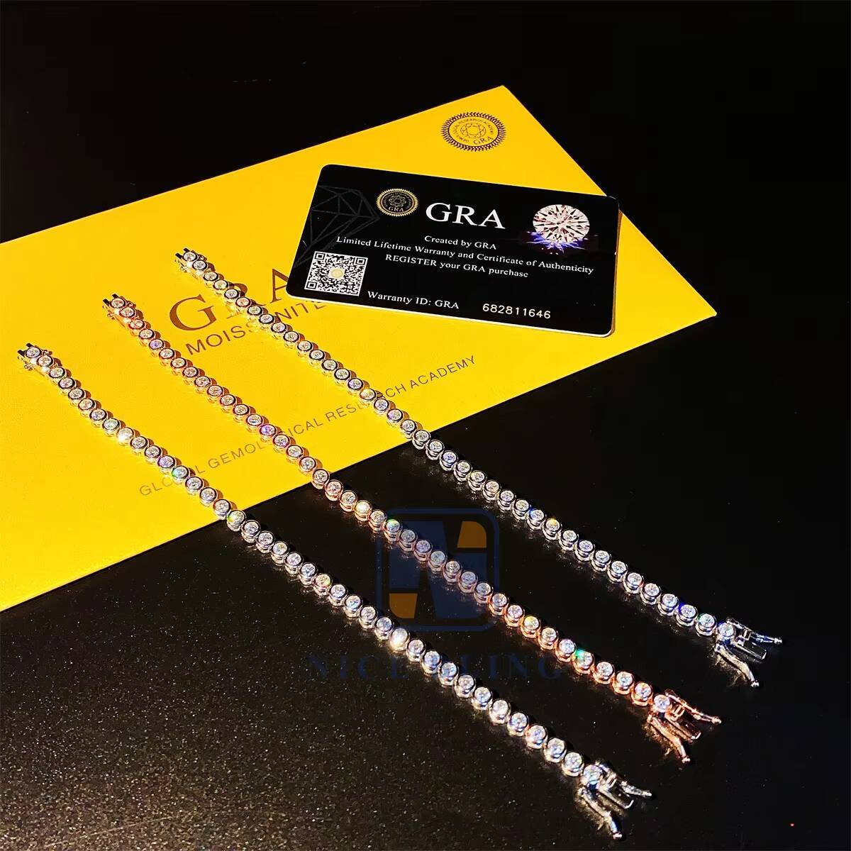 moissanite bracelet Bezel Setting 3mm 6inch 7inch 8inch Diamond Tennis men Women 925 Silver Tennis Necklace Moissanite Tennis chain