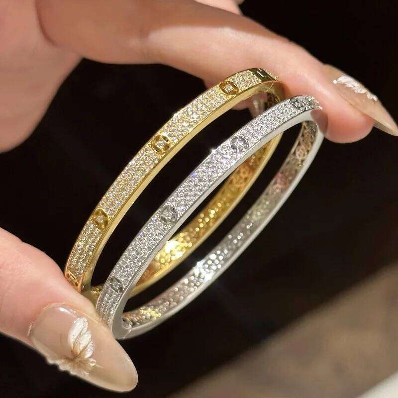 silver 925 Classic Light Luxury Retro Half Circle Full Diamond Copper coin design Bracelet Exquisite Charm bangles Jewelry Z260123