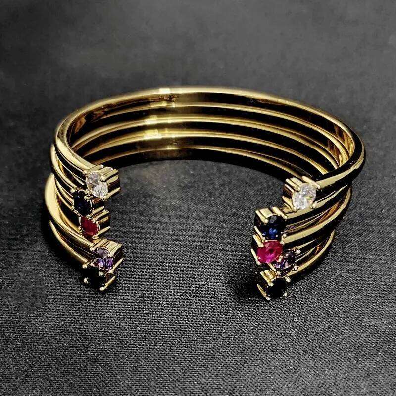 2025 New Classic Inlaid Zircon Open Bracelet, Simple Luxury Engagement Wedding Fashion Jewelry Gift for Women Z260123