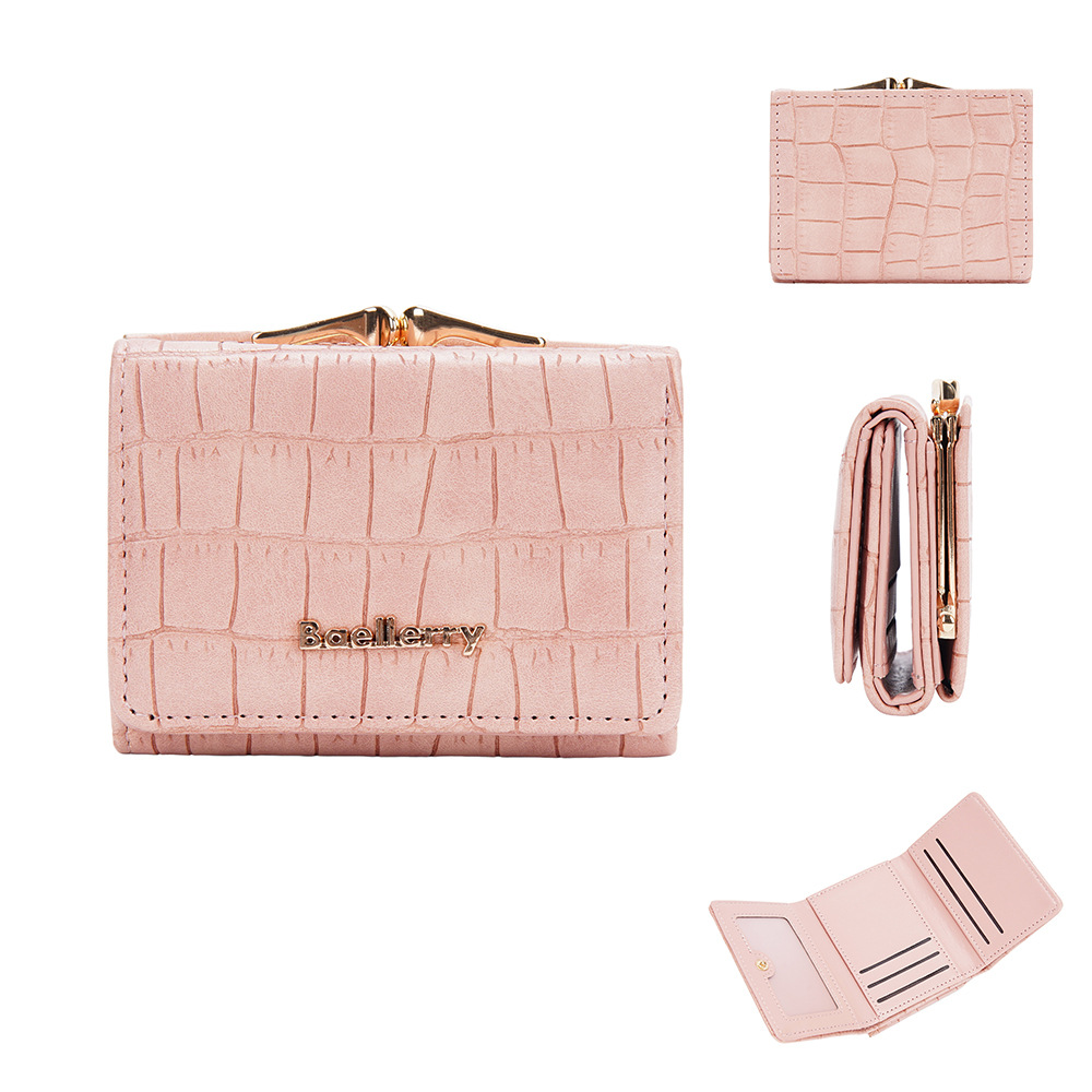 Baellerry 2026 New Design Premium Stone Texture Short Style Ladies Wallet Multi Card Slots Large Capacity Fashion Card Case Portable Coin Purse Variou