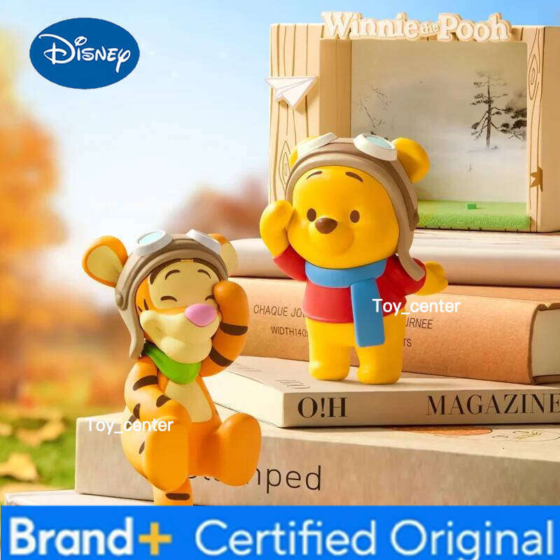 Disney Winnie The Autumn Outing Scene Series Figure Toy Cartoon Anime Pooh Bear Doll Decoration Ornament Kawaii Toys Gift H260123