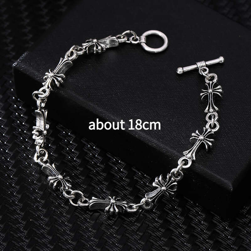 Men's Women's Retro Cross Link Chain Beads bracelets Silver Tone Gothic Punk Daily Wear Jewelry Minimalist