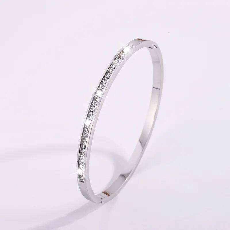 Single Line Square Zircon Bracelets for Women Girls,18K Wateproof Bangles Bracelets,Dainty Female Jewelry Gifts to Wife Mom Z260123