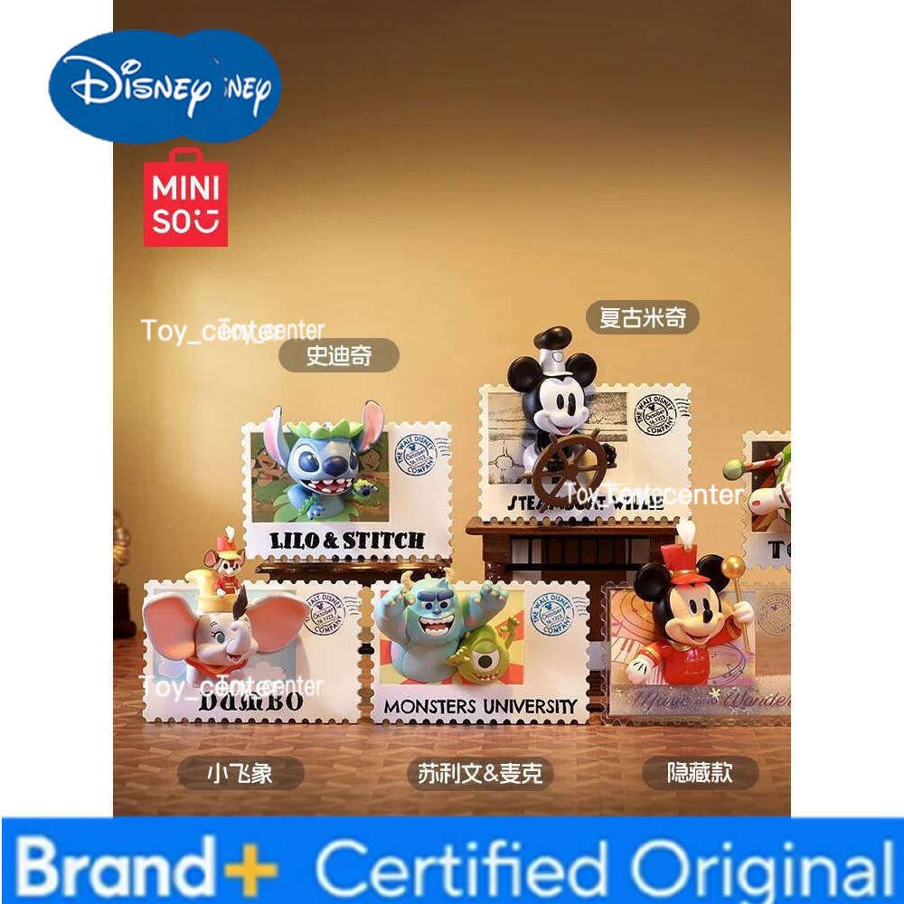 Disney Hot Miniso Retro Stamp Mystery Box Collectibles Vintage Inspired Fridge Magnets & Desk Figures Gift Set For Fans H260123