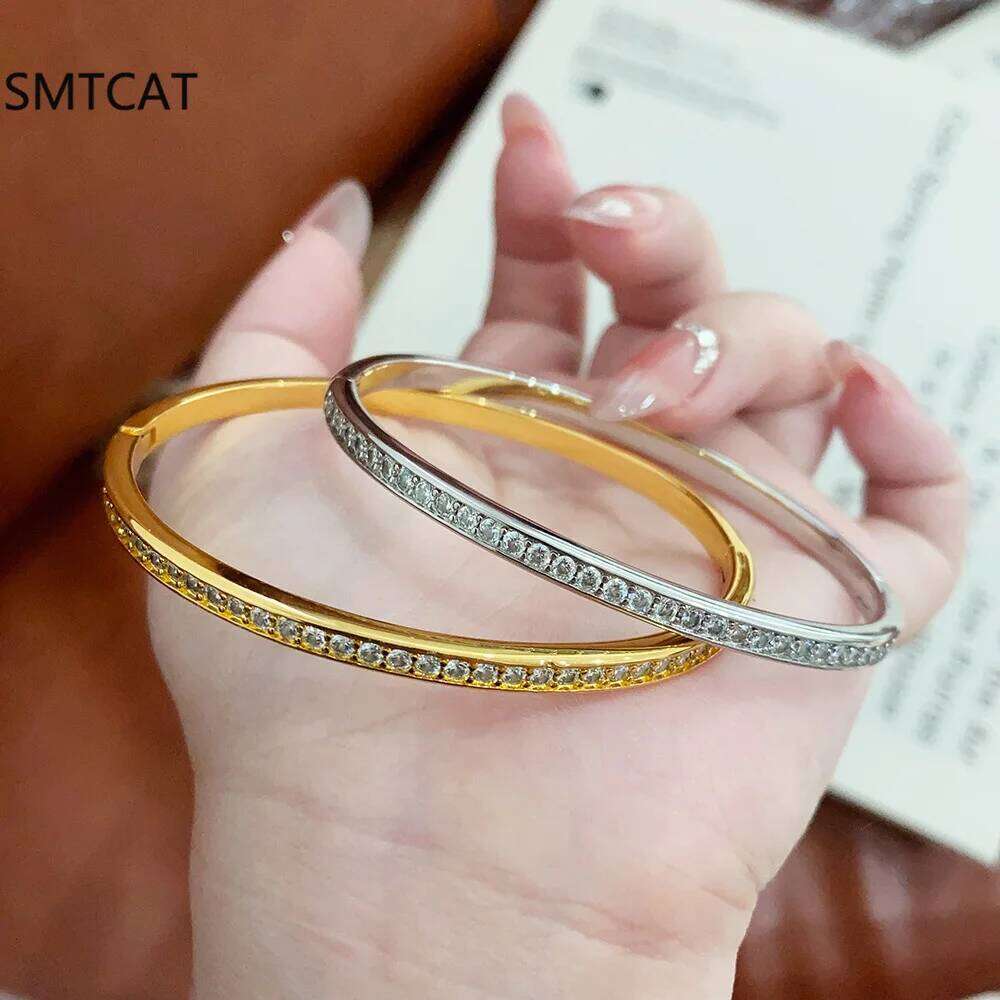 D Color 4mm 0.3CT Full Moissanite Tennis Bangle For Women S925 Sterling Silver Sparkling Diamond Bracelet Jewelry Z260123