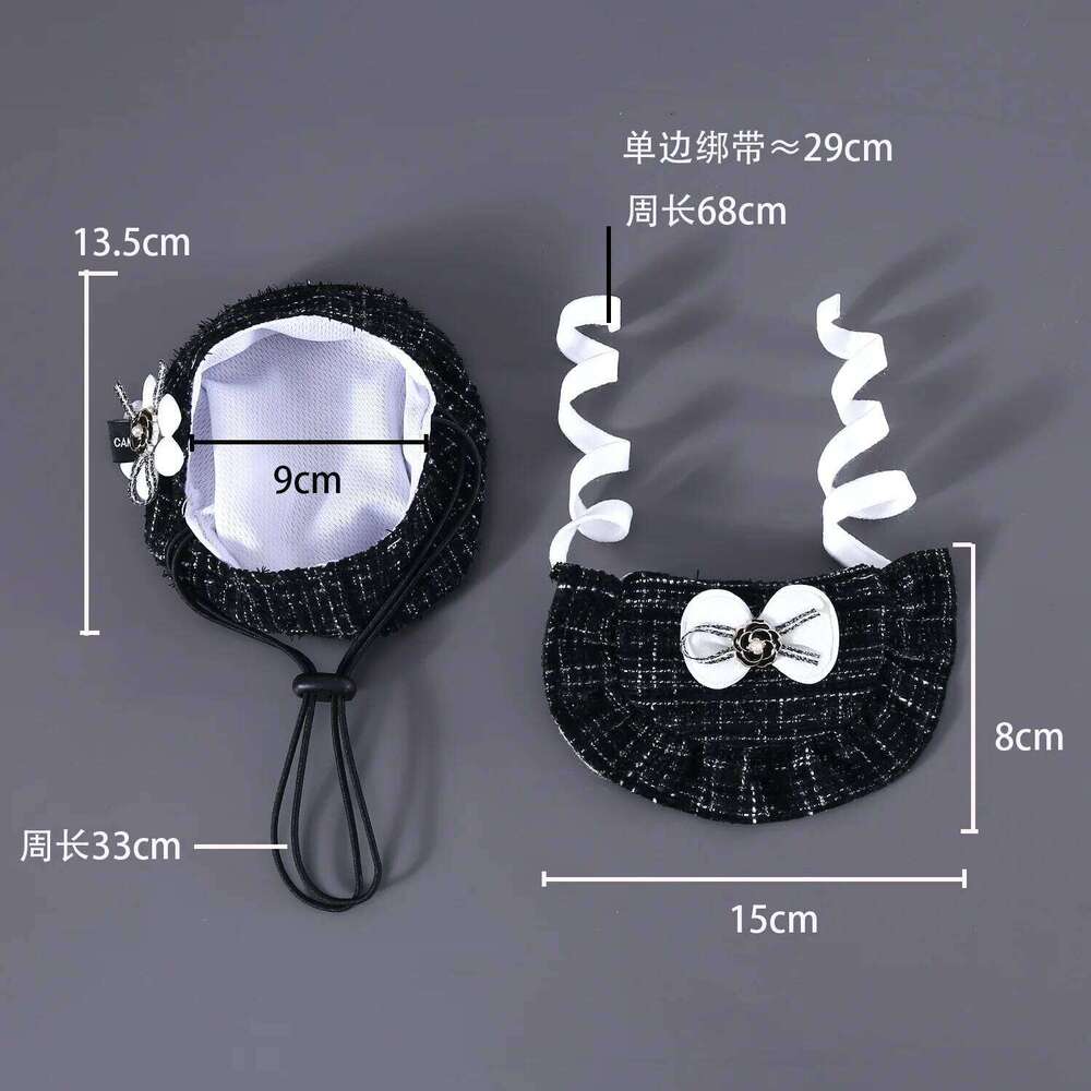 Knitted Woolen Flower Bud Hat Bow Lace Bib Cat Accessory Set Bandana Pet Dog Accessories - view 5