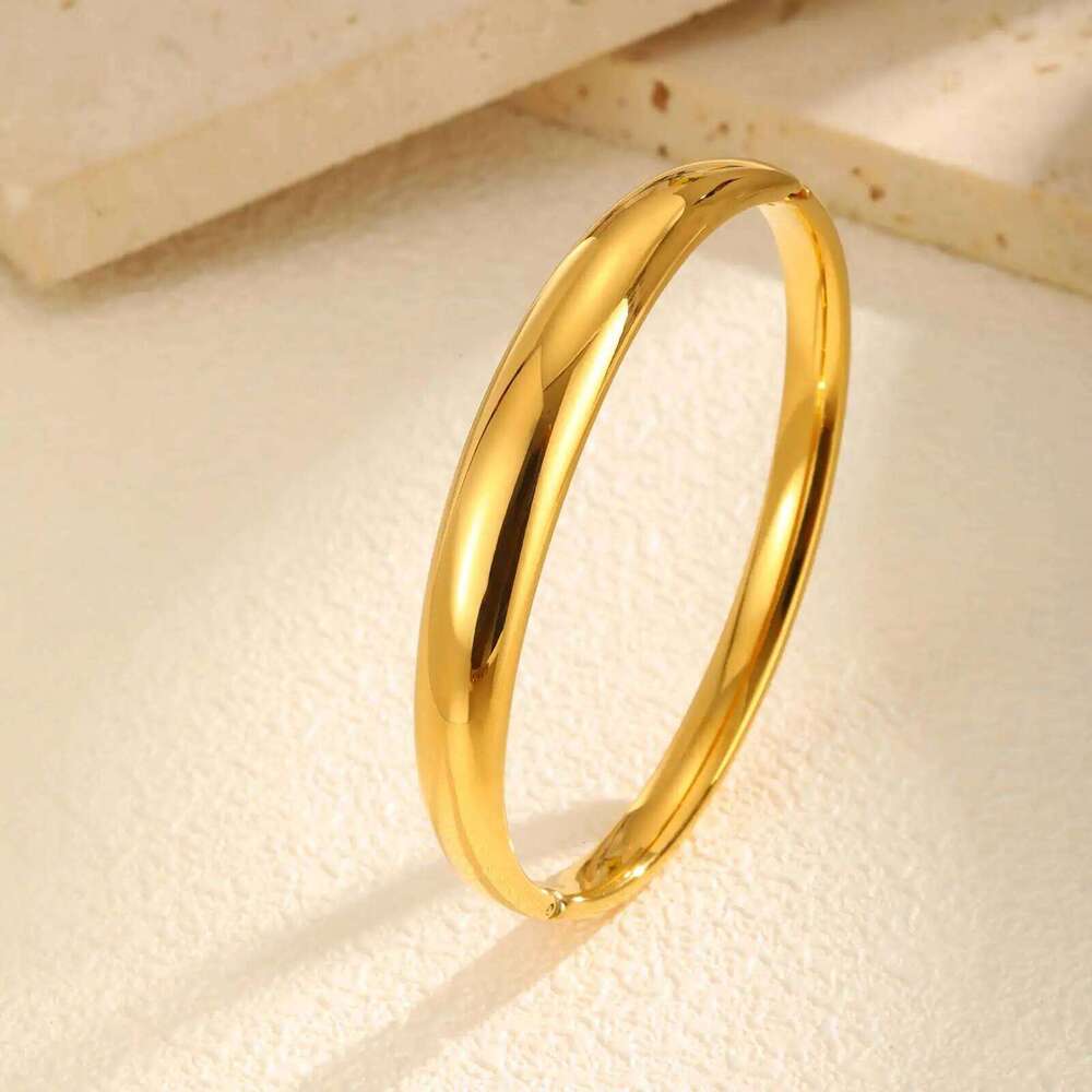 High Quality Oval Openable Bangle Bracelet for Women,18K Gold Plated Stainless Steel Smooth Bracelets,Trendy Jewelry Gifts Z260123