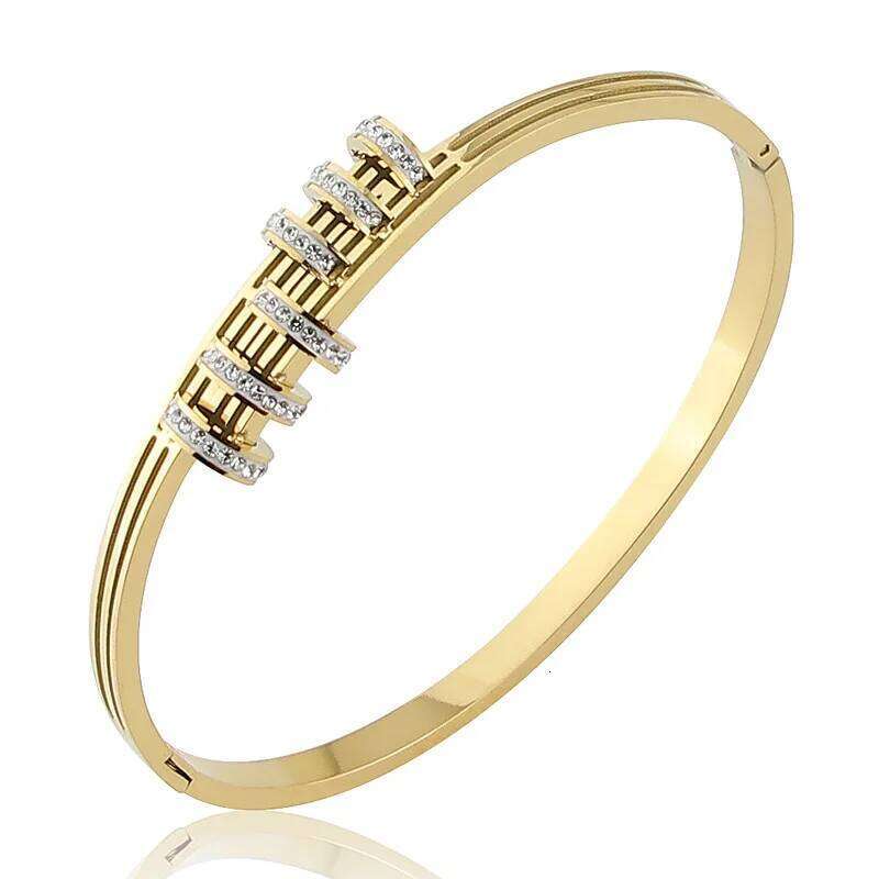 New Stainless Steel Jewelry Crystal Bracelets Half Face Hollow Design Bangle For Women's Love Gifts Wholesale Z260123