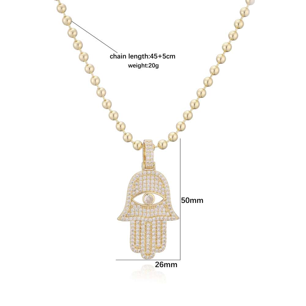 HECHENG,Turkey & Israel Bestseller Zircon Devil's Eye Palm Fire Pendant Beaded Necklace Gift for Girls Z260123