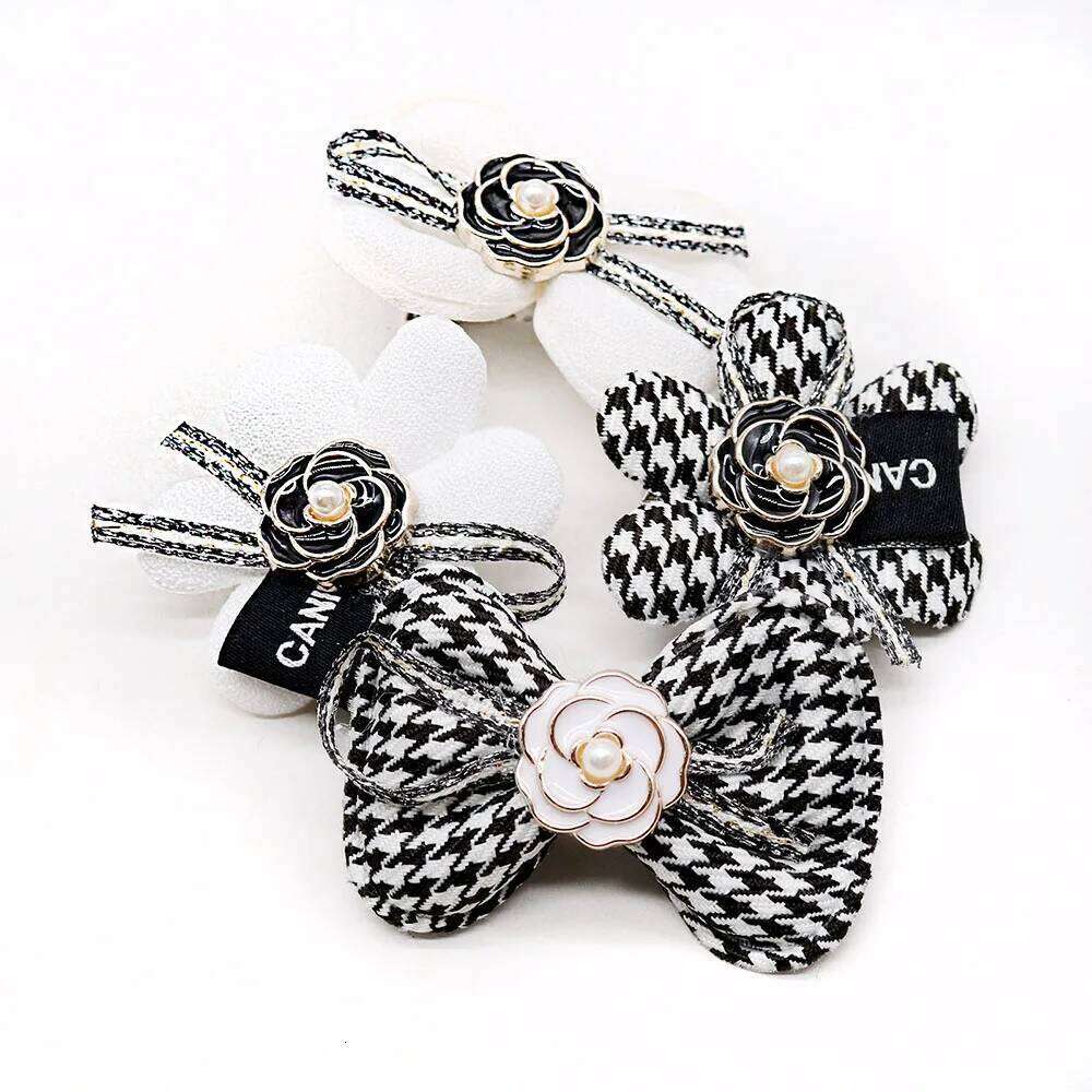 Houndstooth Bowknot Flower Dog Hair Accessory Hair Tie Small Fragrance Headband Rubber Band Hairpin Head Ornament Accessory