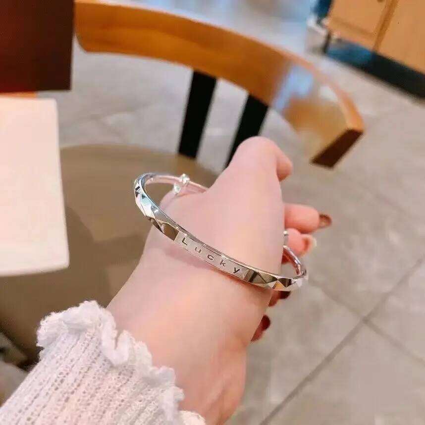 925 Sterling Silver For Women Charm Jewelry Lucky Bracelet Push Pull Adjustable Z260123