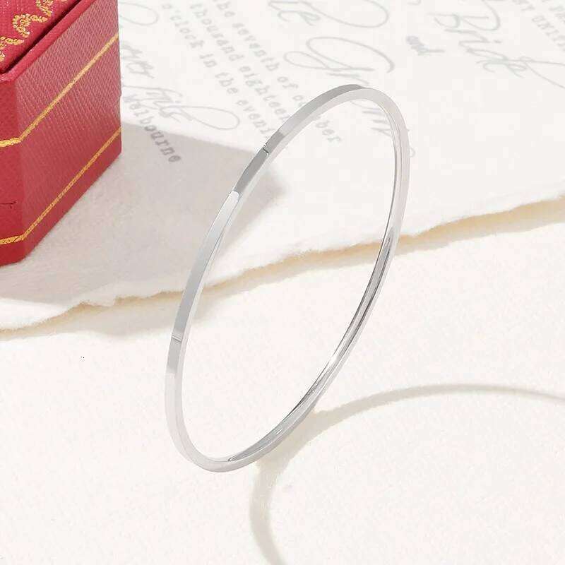 2mm Stainless Steel Thin Bangle Bracelet Women Simple Stackable Circle Jewelry Rose Gold Silver Color 55/ 60/ 65mm Flat Surface Z260123