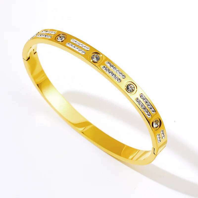 Kuziduocai 316L Stainless Steel New Fashion Fine Jewelry Minimalism Embed Dazzling Zircon Charm Chain Bangle Bracelets For Women Z260123