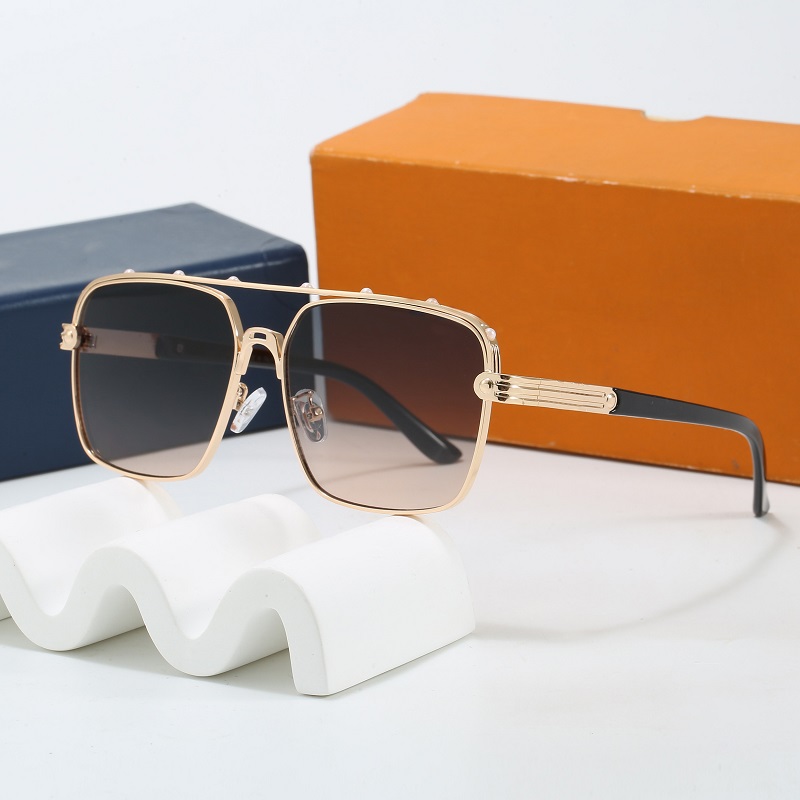 With Box Designer Sunglasses Luxury Eyeglasses Euro American Trend Glasses Black Gold Khaki Pink Hip Hop Matching Driving Shading Polarized Casual Glass Gifts