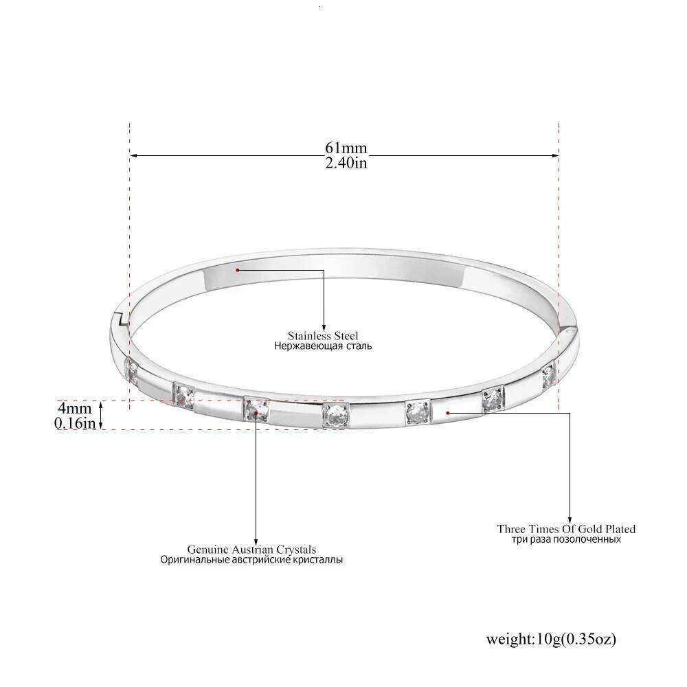 Stylish Cubic Zirconia Stainless Steel Charm Bangle Bracelet For Women 18K Gold Plated Waterproof Jewelry Fashion B24030 Z260123