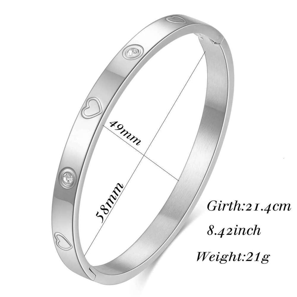 Fashion Lovers Heart Bracelet Bangle with Cubic Zirconia Women Stainless Steel Hinged Jewelry Armband For Valentine Day Gift Z260123