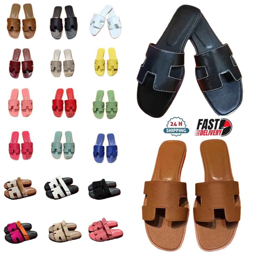 free shipping no box women slippers designer sandals flat slides stylish sliders summer beach mules outdoor comfortable sandal brown black white pink sandals