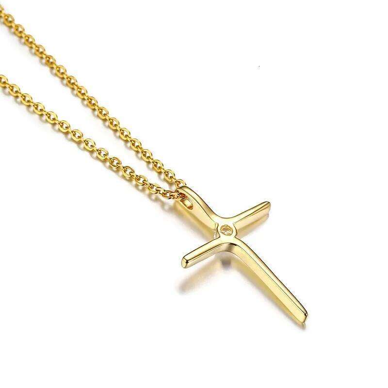 Cubic Zircon Cross Pendant Women Necklace Stainless Steel Charm CZ Stone Dainty Christian Jewelry Wholesale Z260123