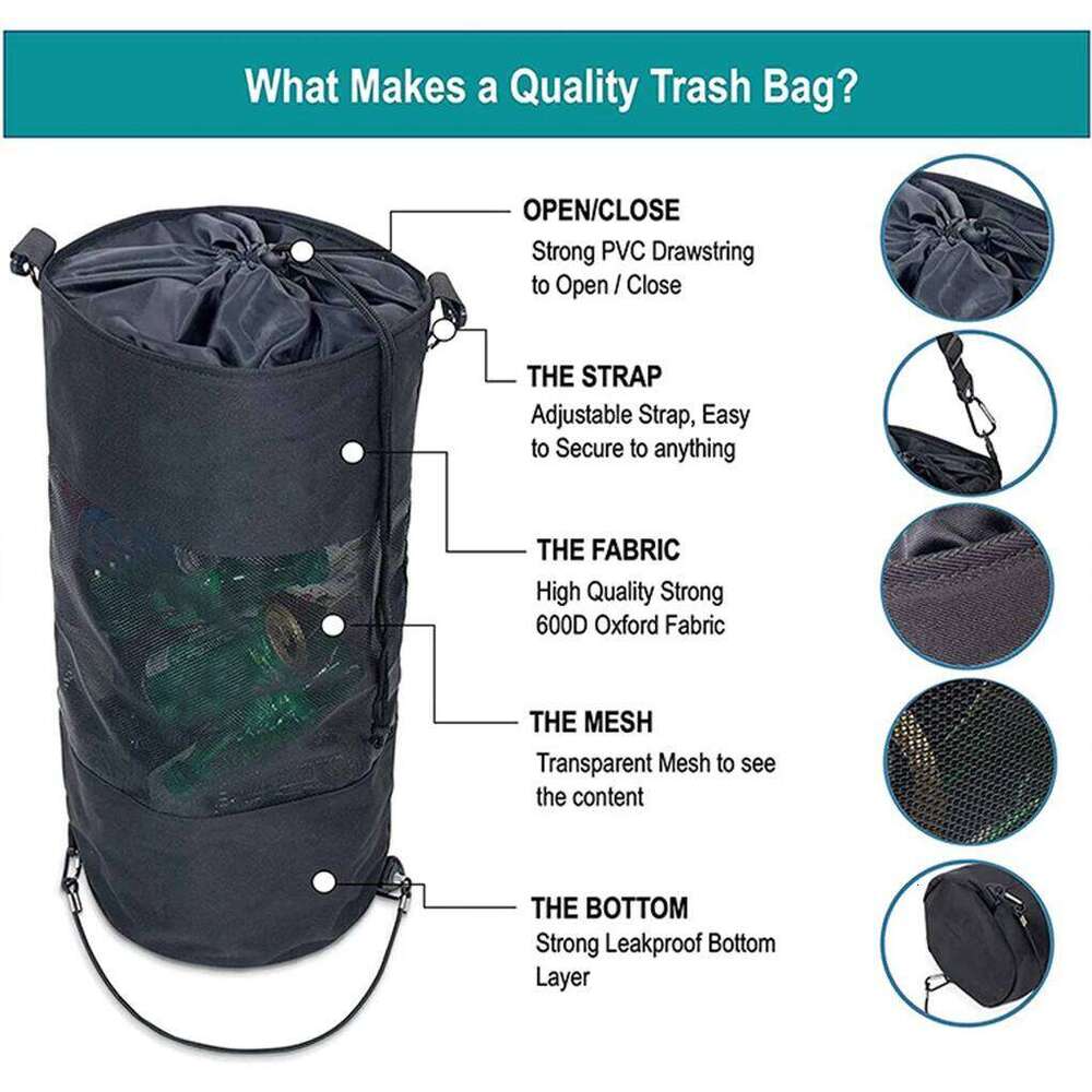 1PC Portable Boat Trash Bag Marine Accessories Durable Reusable Garbage Holder Storage Fit for Boats Kayak Beach Fishing Trailer 26W0123