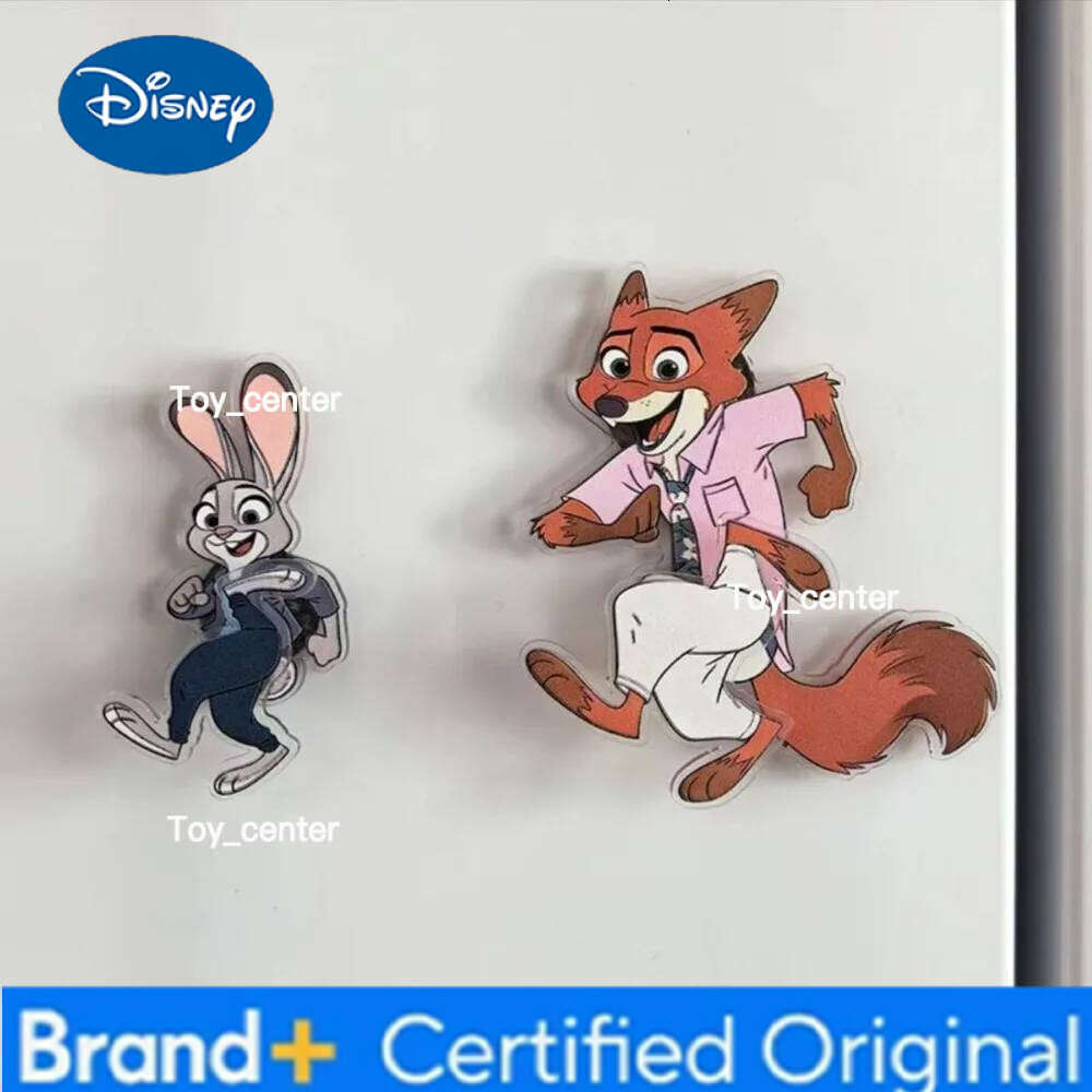 Disney 4pcs New Zootopia Rotating Refrigerator Magnet - Nick and Judy Fan Decor Collection Anime Cartoon Cute Decoration Girl Gift Toys H260123
