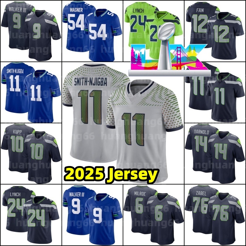 Jaxon Smith-njigba Devon Witherspoon Football Jersey Sam Darnold Byron Murphy Kenneth Walker Nick Emmanwori Marshawn Lynch Rashid Shaheed Cooper Kupp Jalen Milroe