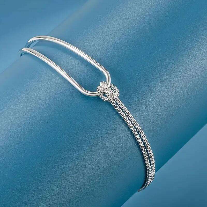New S925 Silver Minimalist Geometric Collage Bracelet Women's Jewelry Exquisite Elegant for Birthday and Christmas Gifts Z260123