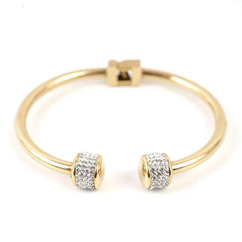 Luxury Gold-plated CZ Crystal Women Bracelet Stainless Steel Cuff Bangle For Women's Charm Wristband Jewelry Drop Shipping Z260123