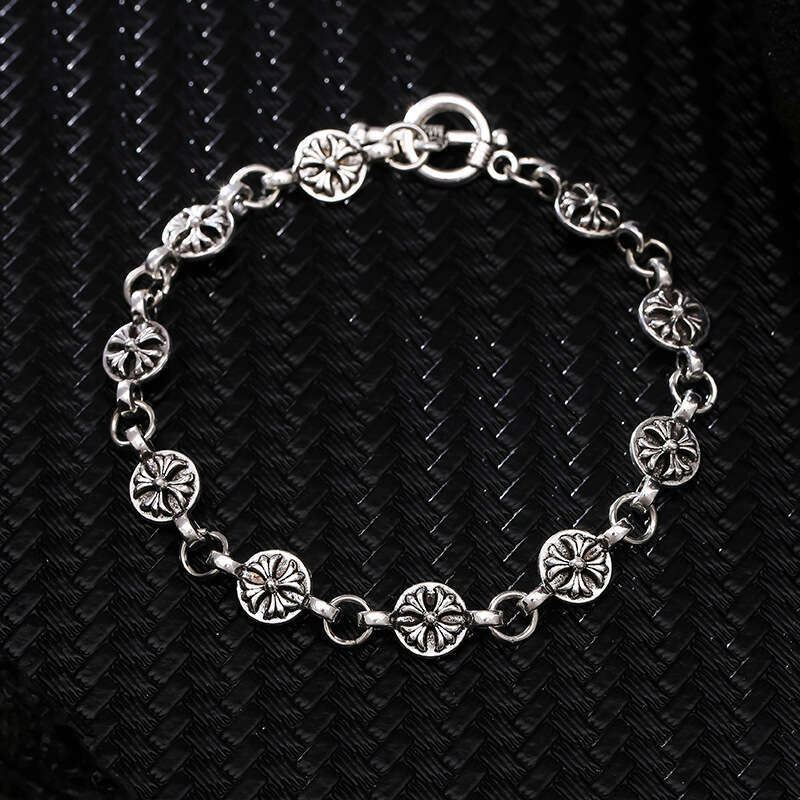 Men's Women's Retro Cross Link Chain Beads bracelets Silver Tone Gothic Punk Daily Wear Jewelry Minimalist