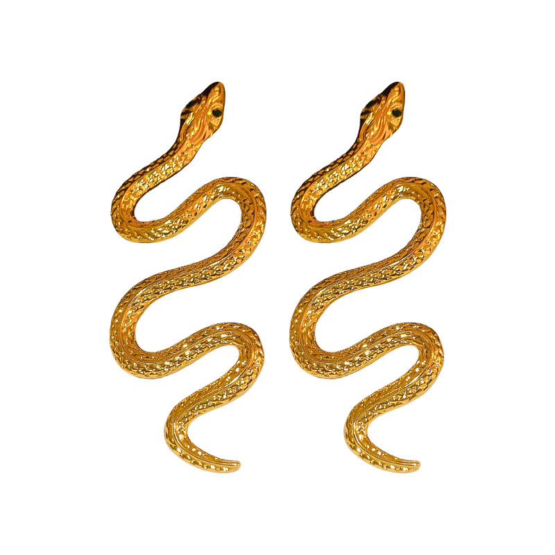 Silver Needle Inlaid Diamond Zodiac Snake-shaped European and American Heavy Industry Creative Design Long High-end Earrings for Women - view 9