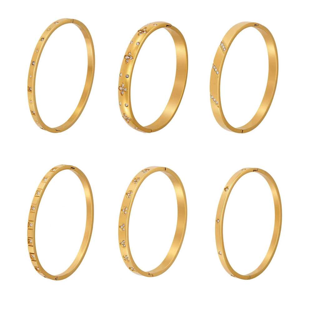 Stainless Steel Geometrically Exquisite Zircon Bracelet Bangle France PVD Gold Plated High Quality Summer Wrist Charm Jewelry Z260123