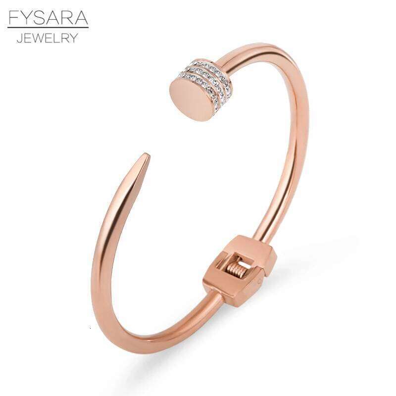 FYSARA Luxury Cubic Zirconia Crystals Arrow Cuff Bracelets Stainless Steel Gold Color Bangles For Women Pulseiras Punk Jewelry Z260123