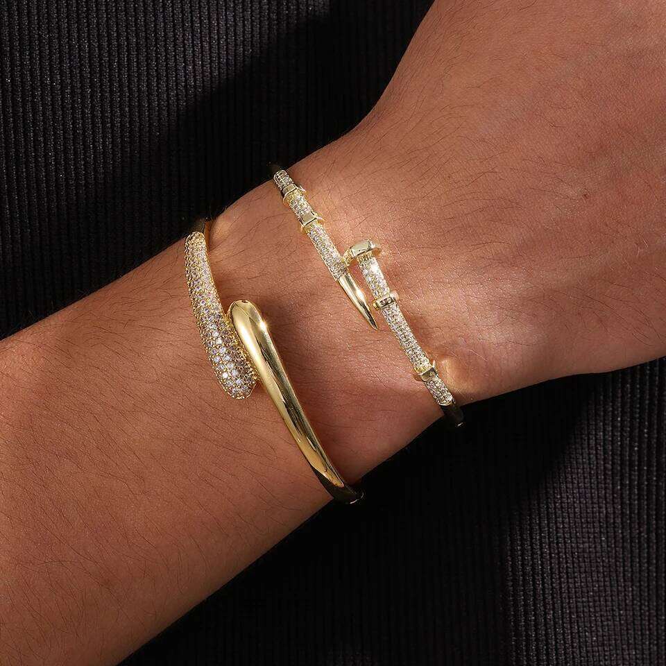 Yupsk New Niche Design Micro-intact Zircon Water Drop Open Bracelet for Women 18K Gold Plated Wedding Party Jewelry Z260123