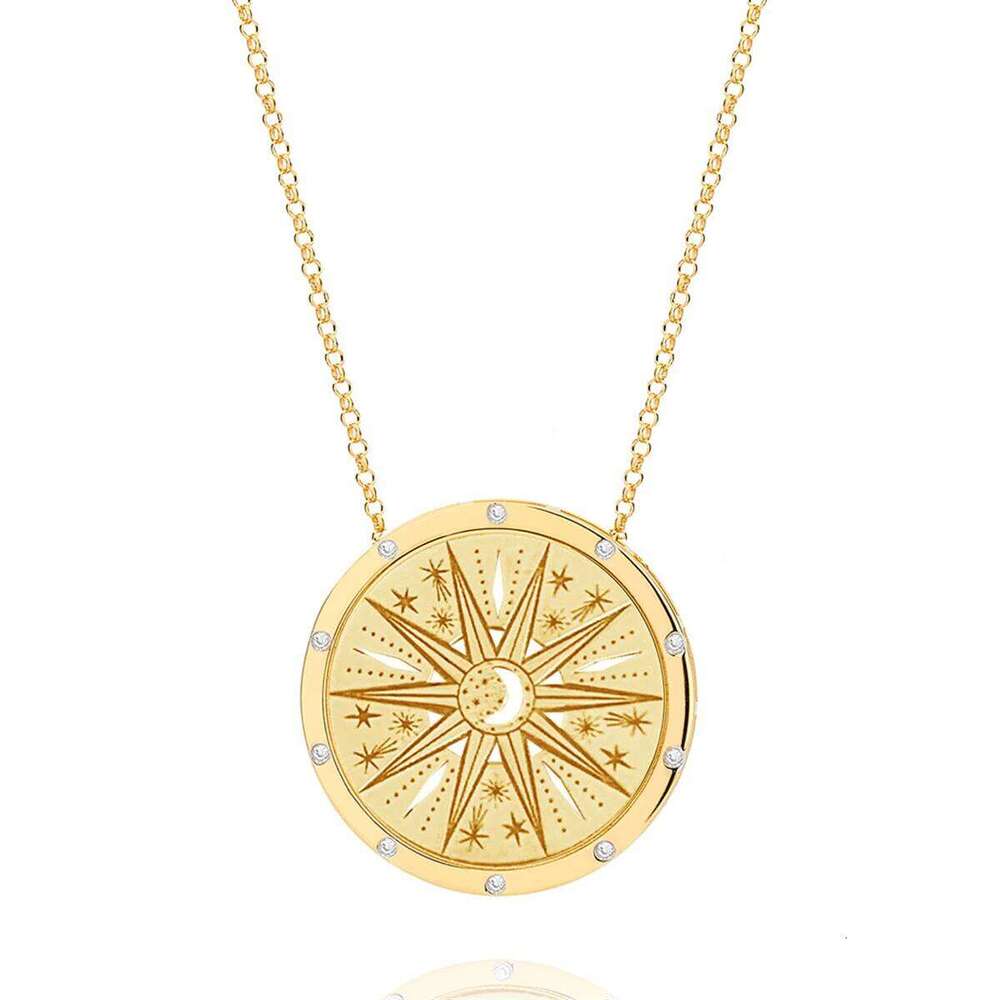 Stainless steel minimalist tarot pendant necklace ins cool style sweater neck chain plated with 18K gold color protection Z260123