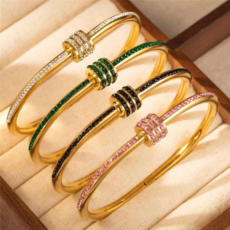 Multi-Color CZ Knot Bracelets, Fashionable Stackable Bangles Set, Luxury Women's Jewelry With Retro Design Z260123