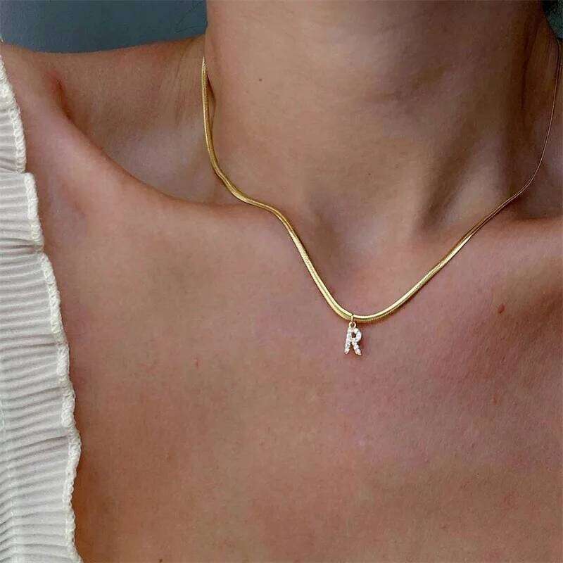 HECHENG,Initial 26 letters Necklace,Stainless Steel Real Gold Plated Jewelry For Women,Custom Name Necklace Z260123