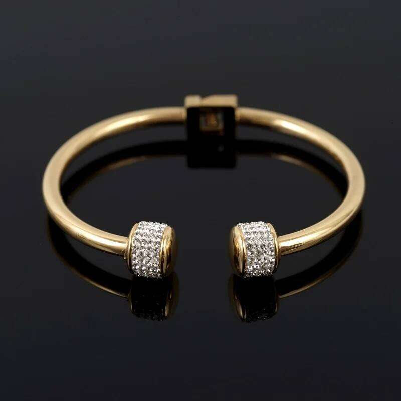 Luxury Gold-plated CZ Crystal Women Bracelet Stainless Steel Cuff Bangle For Women's Charm Wristband Jewelry Drop Shipping Z260123