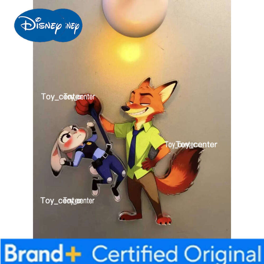 Disney Zootopia 2 Anime Peripherals Rotating Arm Refrigerator Sticker Rabbit Judy Figure Beat Fox Nick Sence Acrylic Funny Toys Gifts H260123