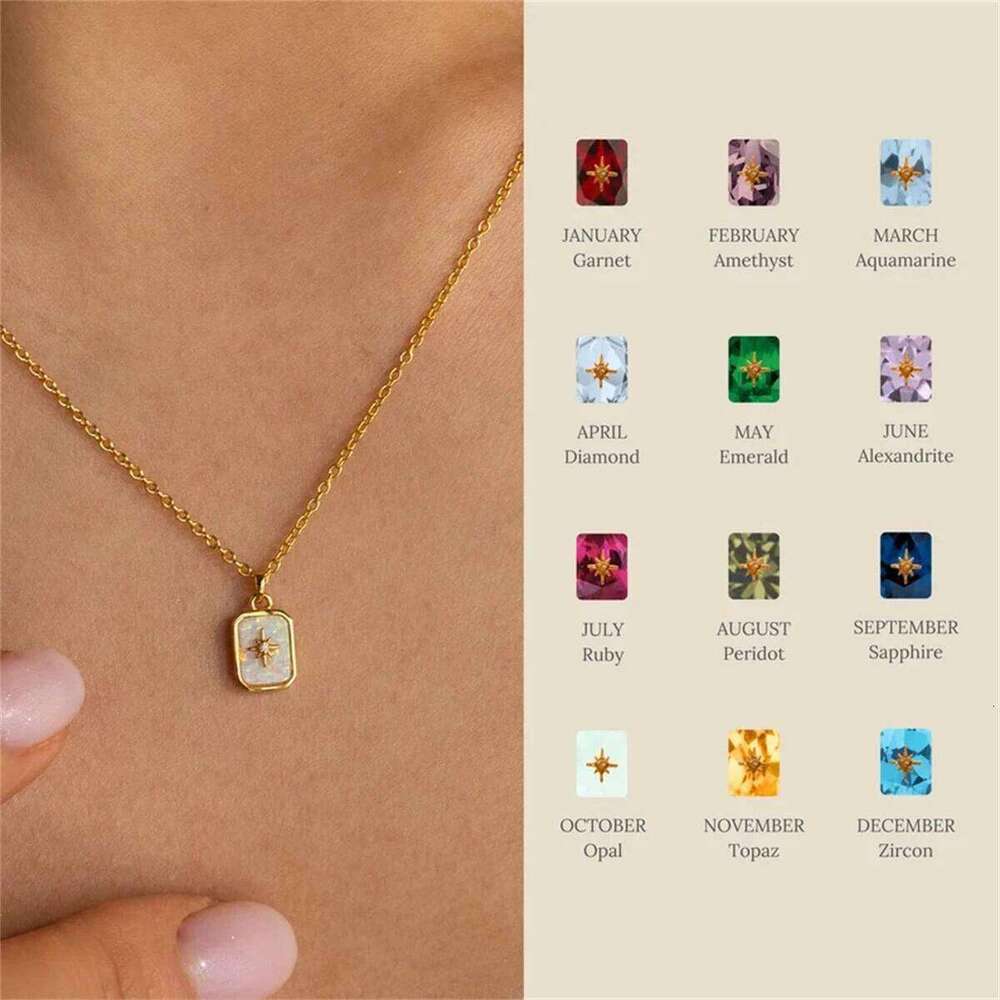 Titanium steel high color preservation North Star birthstone necklace, 12th birthday star collarbone pendant necklace Z260123