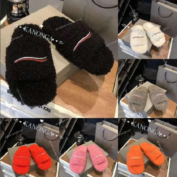 Size 3545 Luxury Slides Designer Men Women Slippers Ladies Wool Winter Fur Fluffy Furry Warm Letters Sandals Comfortable Fuzzy Girl Flip 5A+ Flop Slipper