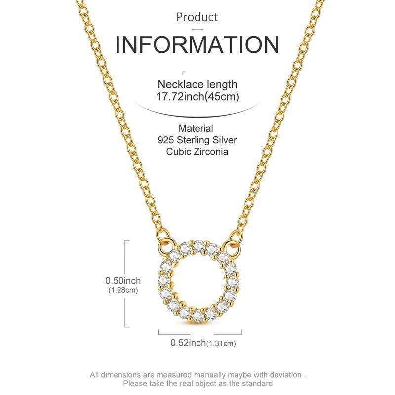 2025 New 925 Sterling Silver Necklace Golden Round Simple Necklaces for Women Anniversary Birthday Jewelry Gift Female Z260123