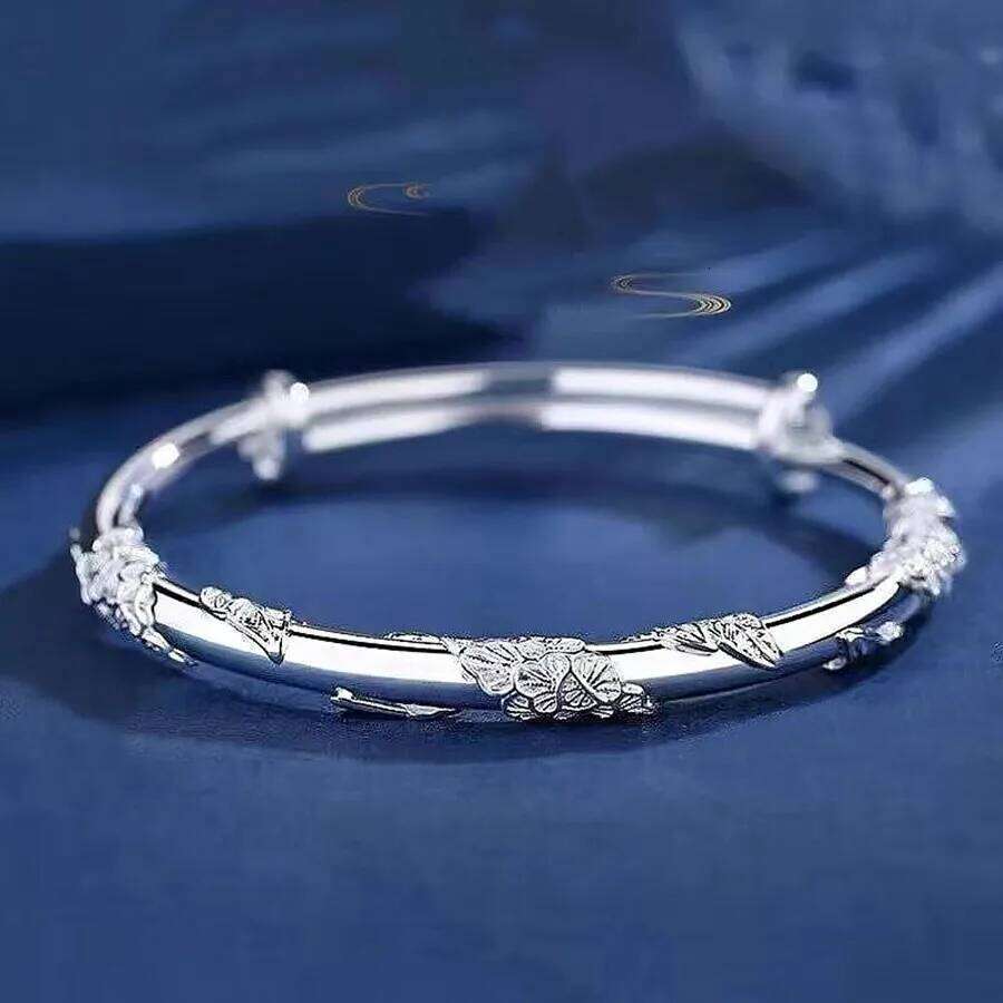 Popular brand 925 sterling silver blooming flowers bracelet Bangle for women fashion party wedding jewelry Adjustable noble gift Z260123