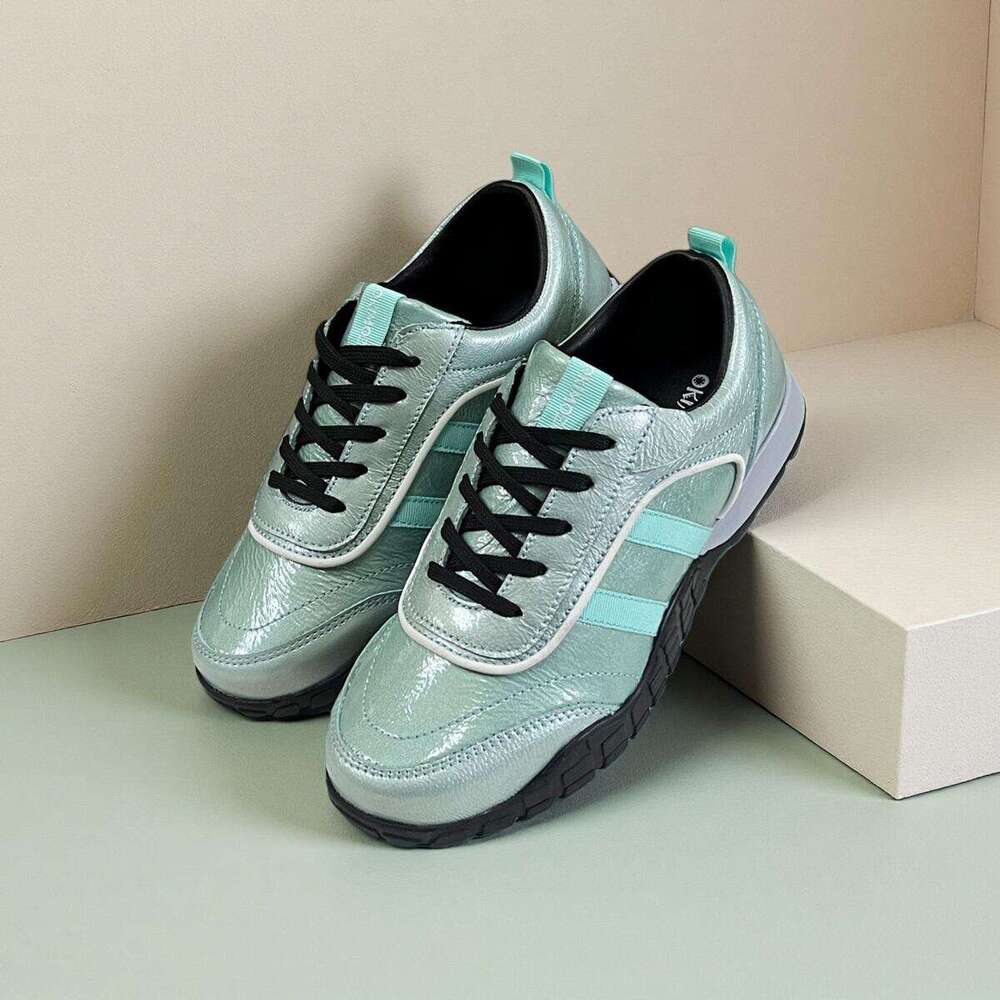 Okimoz Metallic Mint Green Retro Sneakers for Women myxczx66