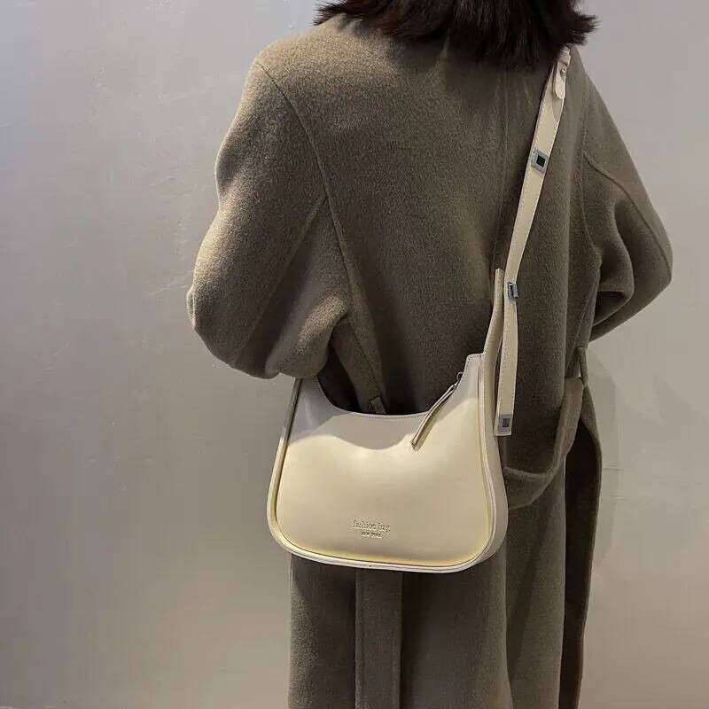 Retro Winter Shoulder For Women Soft Leather Half-moon Crossbody Trendy Brands Armpit Bag Casual Clutcj Handbag