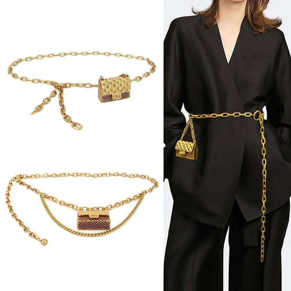 Design Slim Fit Party Jeans Trousers Tassel Waist Strap Gold Chain Belt Trouser Dress Belts Metal Bag Waistband 26Y0123