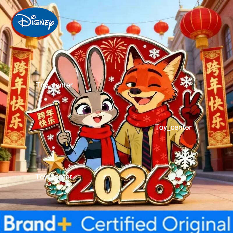 Disney 4pcs/set Zootopia 2 - Nick and Judy CP New Year Edition High-Value Acrylic Magnetic Flat Refrigerator Magnet Gift H2601231