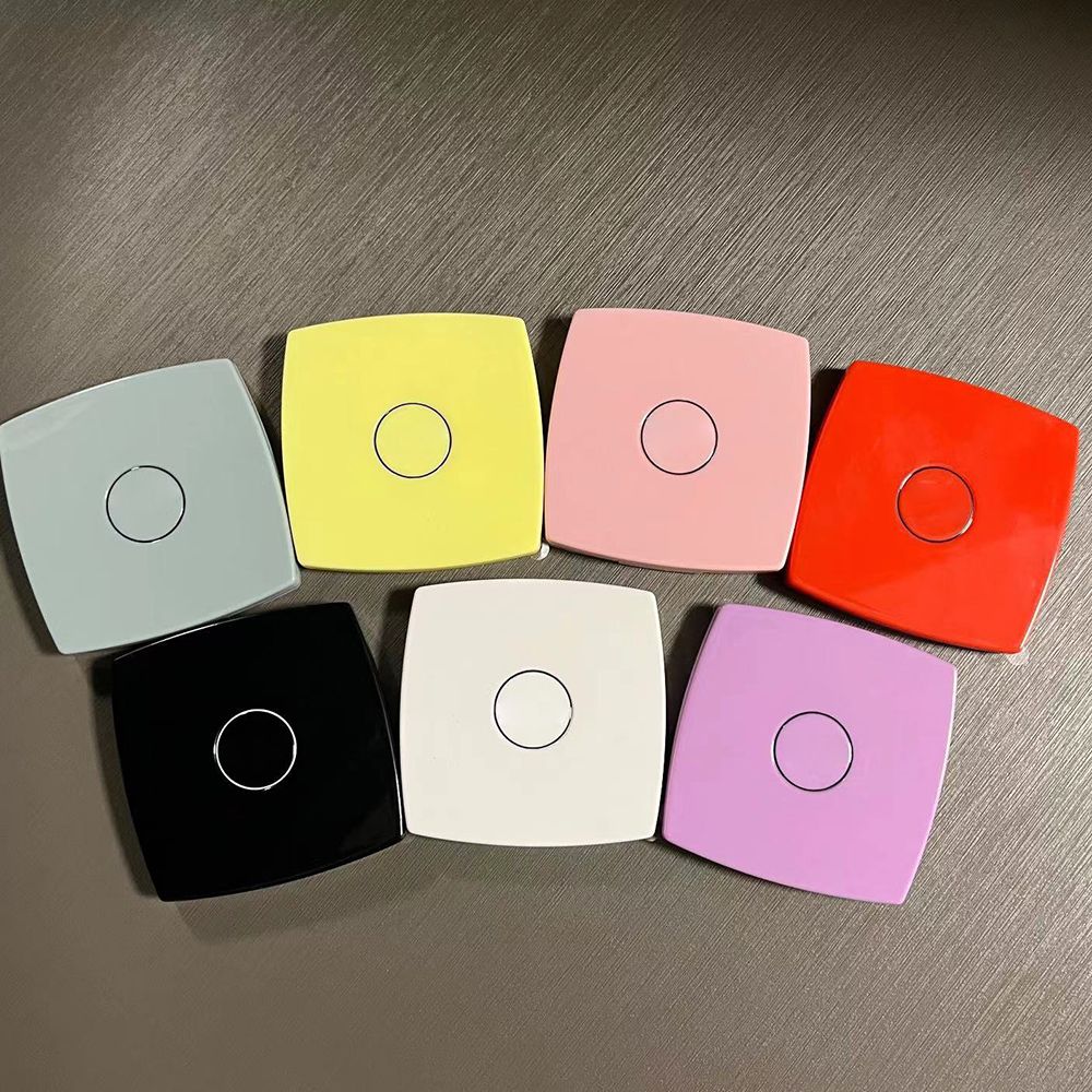 Designer Folding Makeup Mirror Double Flannelette Mirror Embossed Letter Portable Make-up Cosmetic Magnifying Mirror With Flannelette Bag & Gift Box