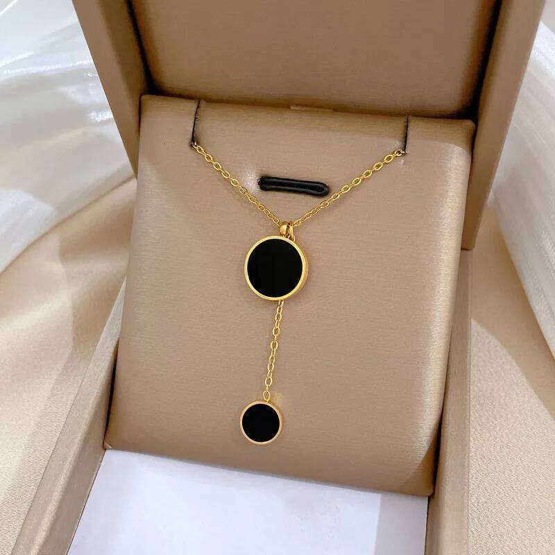 OIMG 316L Stainless Steel Gold Plated Necklaces Geometric Luxury Elegance Round Pendants Clavicle Chains Necklace For Women Z260123