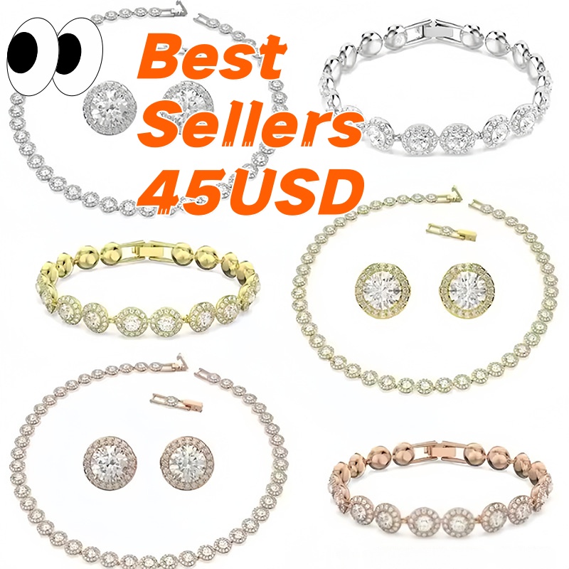 Classic designer jewelry crystal element bracelet women's European and American fashion Roman full diamond necklace bracelet earrings combination