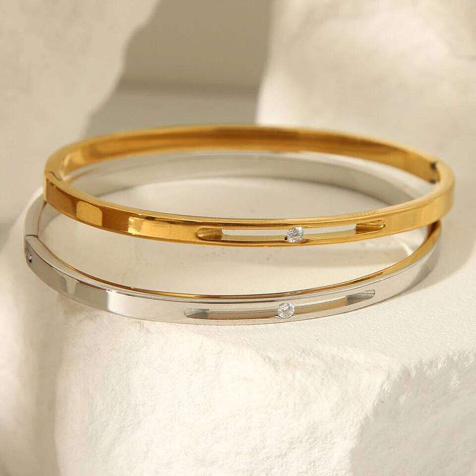 Yupsk Classics Stainless Steel Hollow Single Zircon Bracelet For Women Fashion Party Jewelry Halloween Christmas Accessory Gift Z260123