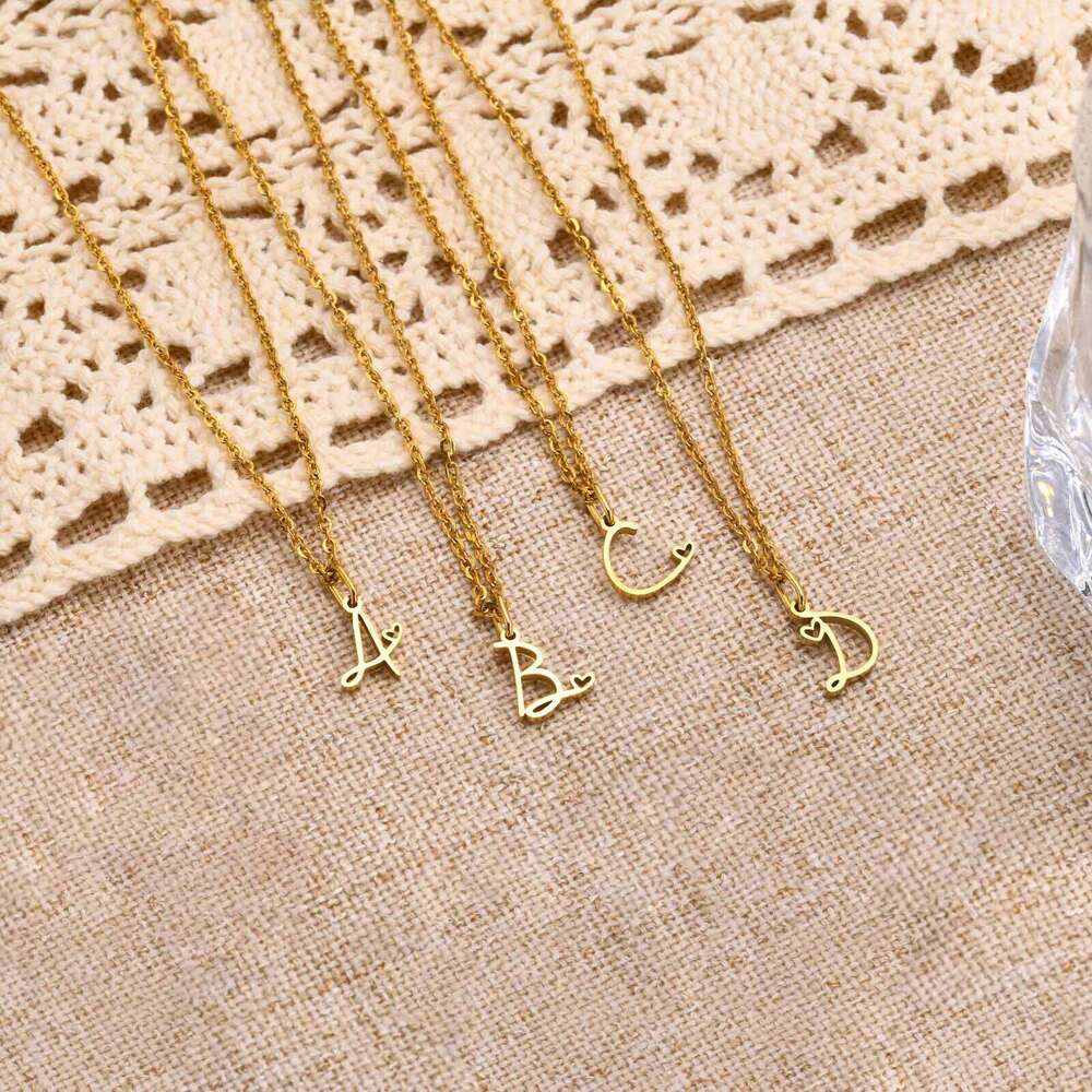 Charms Heart Initial Necklaces for Women,Gold Plated Letter Pendant Necklace, 26 Capital A-Z Stainless Steel Jewelry 16"-24" Z260123
